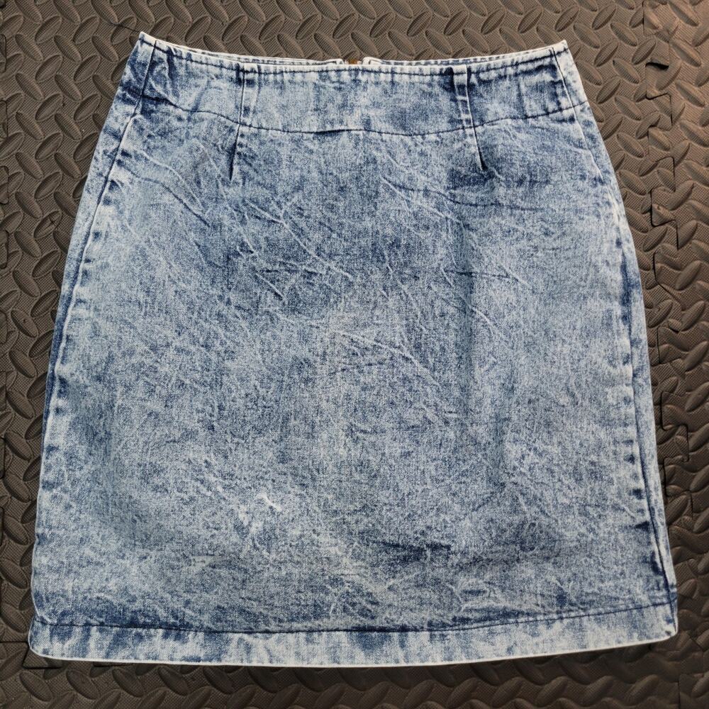 Vintage 90s Jerry Leigh Acid Wash Denim Mini Skirt USA Made Size 11 Y2K